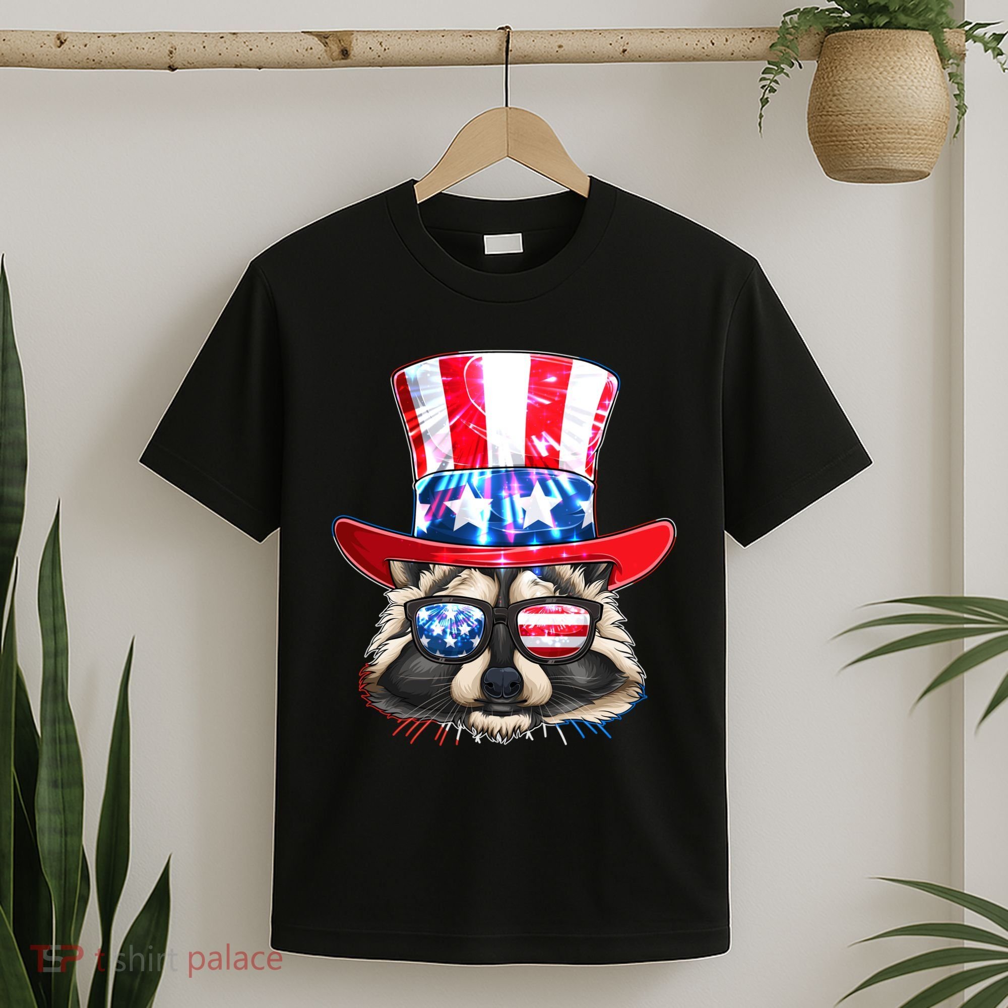 Funny Fourth Of July Fireworks Raccoon T-Shirt