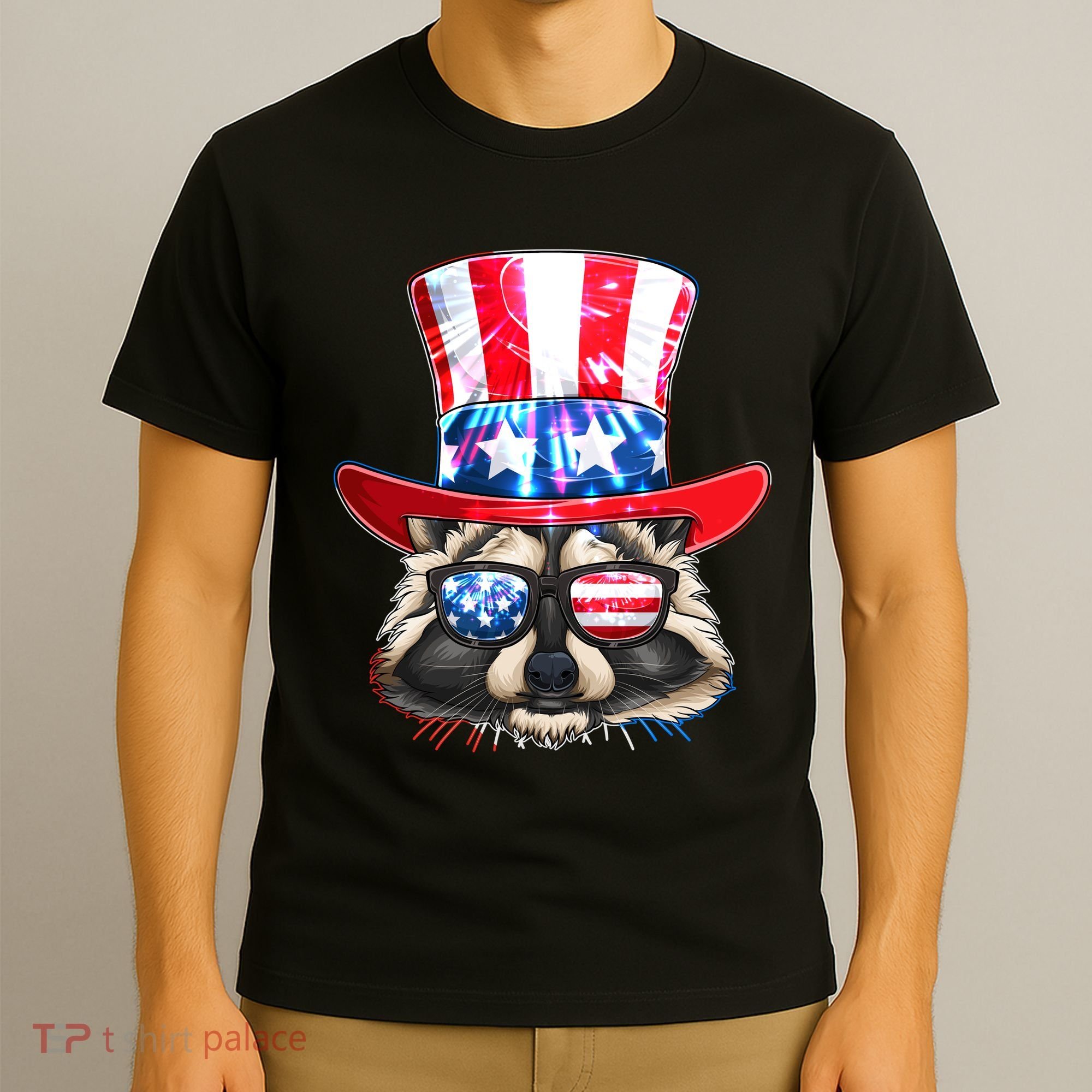 Funny Fourth Of July Fireworks Raccoon T-Shirt