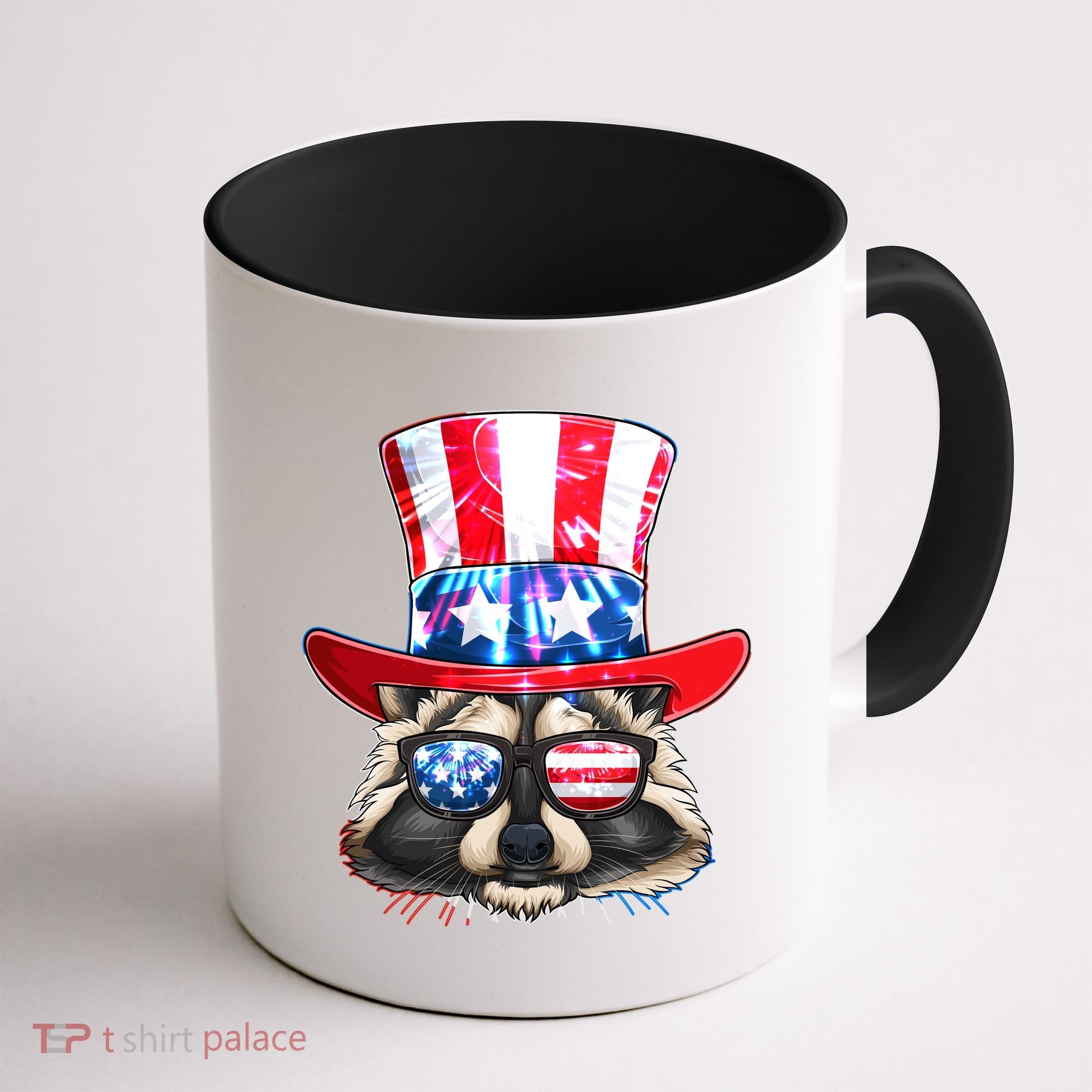 Funny Fourth Of July Fireworks Raccoon Coffee Mug