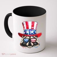 Funny Fourth Of July Fireworks Raccoon Coffee Mug thumb 0