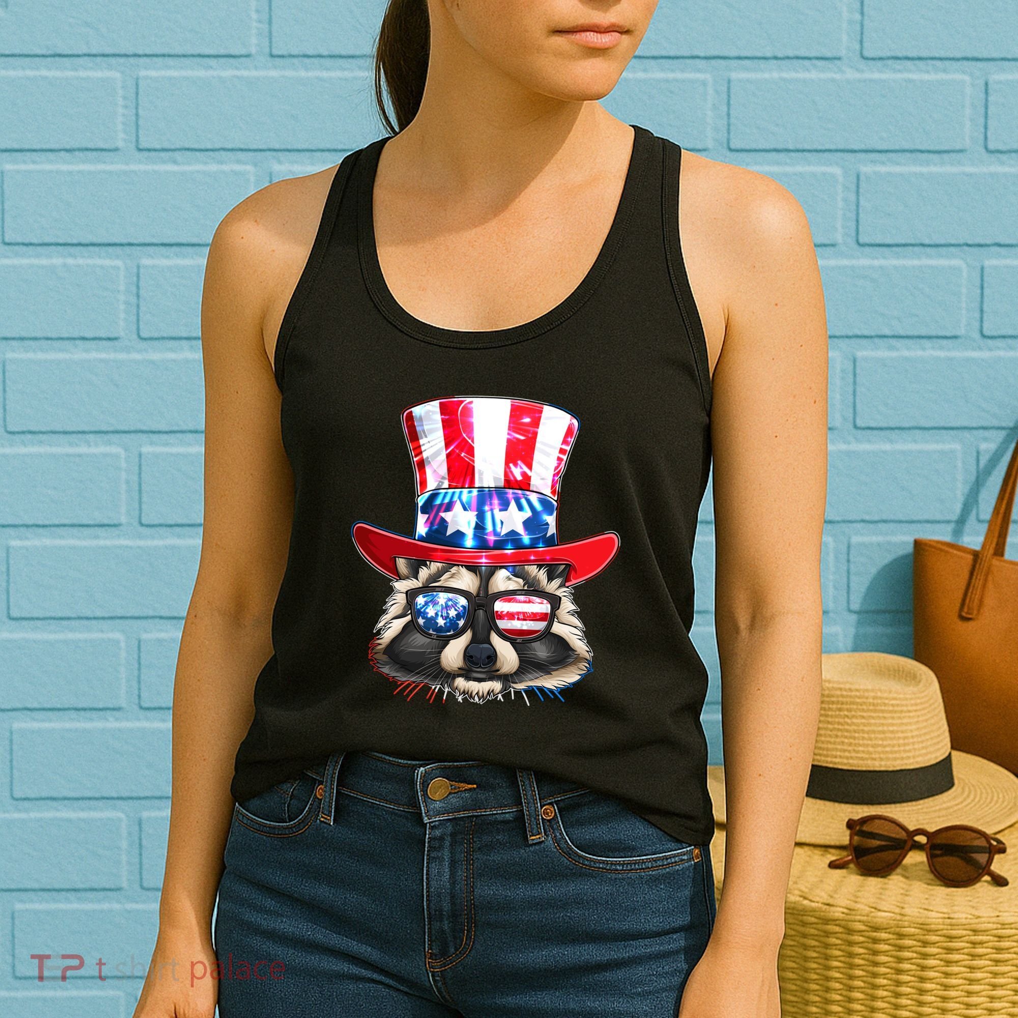 Funny Fourth Of July Fireworks Raccoon Women's Tank Top