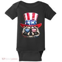 Funny Fourth Of July Fireworks Raccoon Baby Bodysuit thumb 0