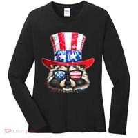 Funny Fourth Of July Fireworks Raccoon Women's Long Sleeve Shirt thumb 0