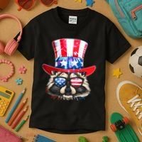 Funny Fourth Of July Fireworks Raccoon Kids T-Shirt thumb 3
