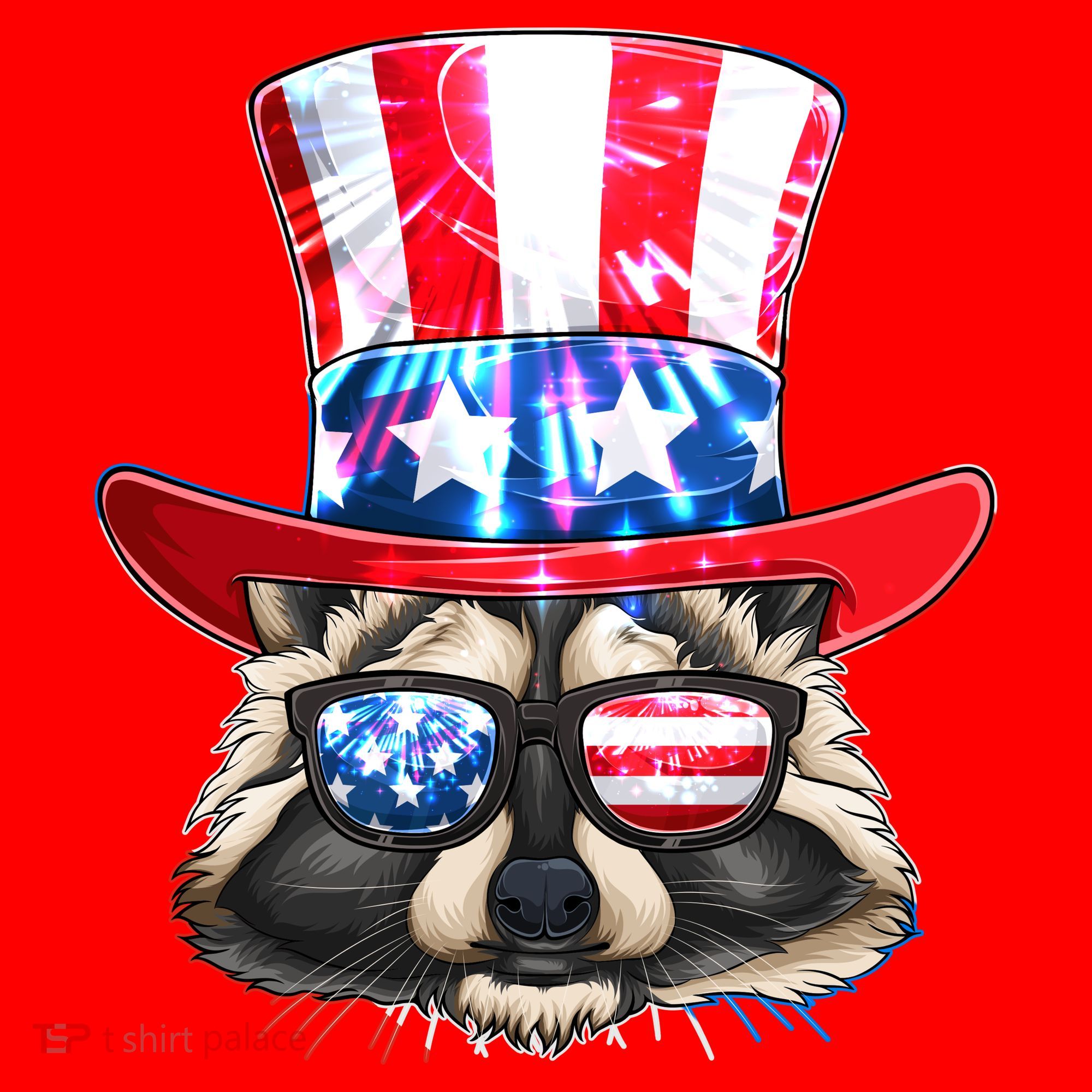 Funny Fourth Of July Fireworks Raccoon Santa Hat