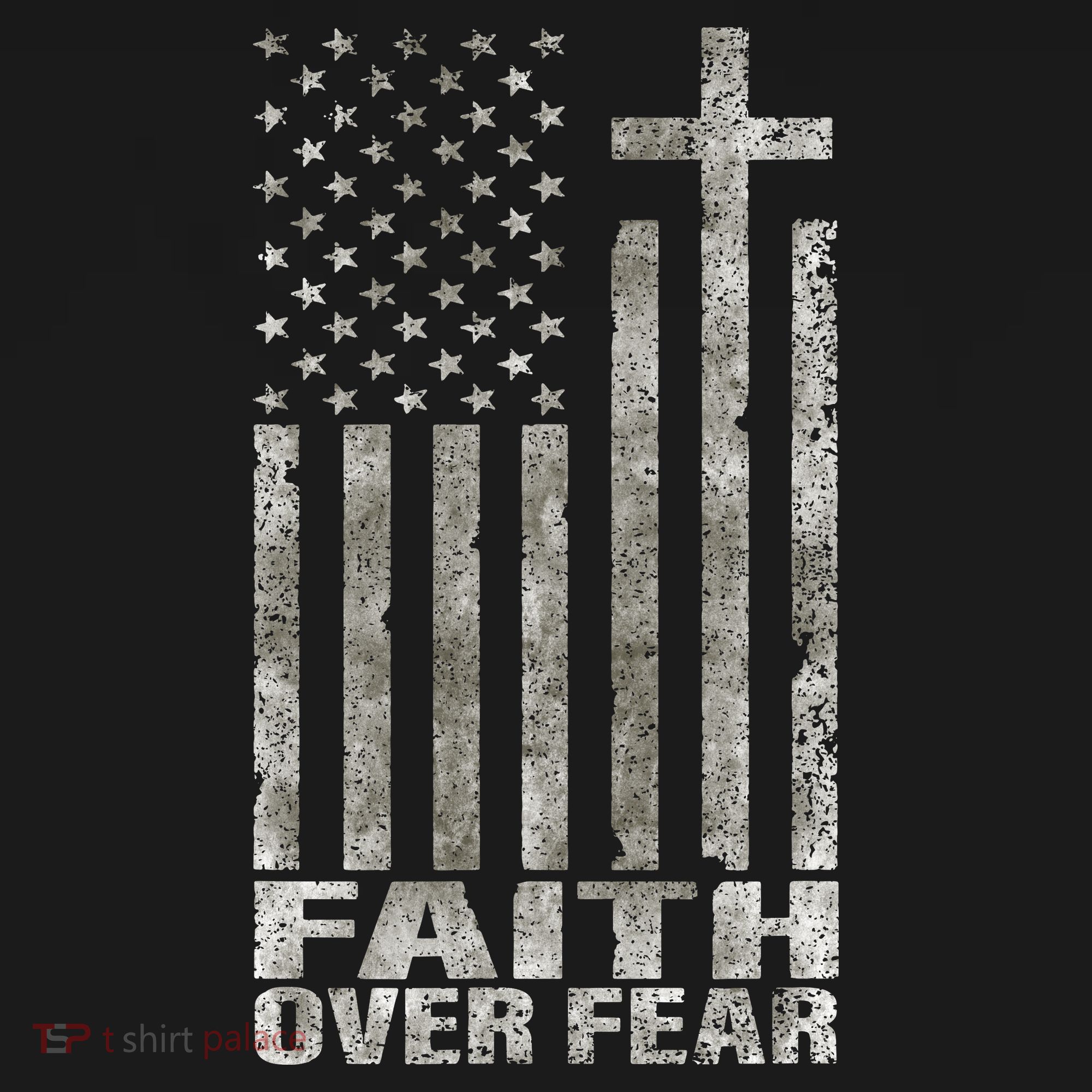 Funny Faith Over Fear Cool Christian Flag Cross Polo