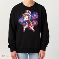 Funny Fourth Of July Fireworks Dabbing Unicorn Women's Sweatshirt thumb 0