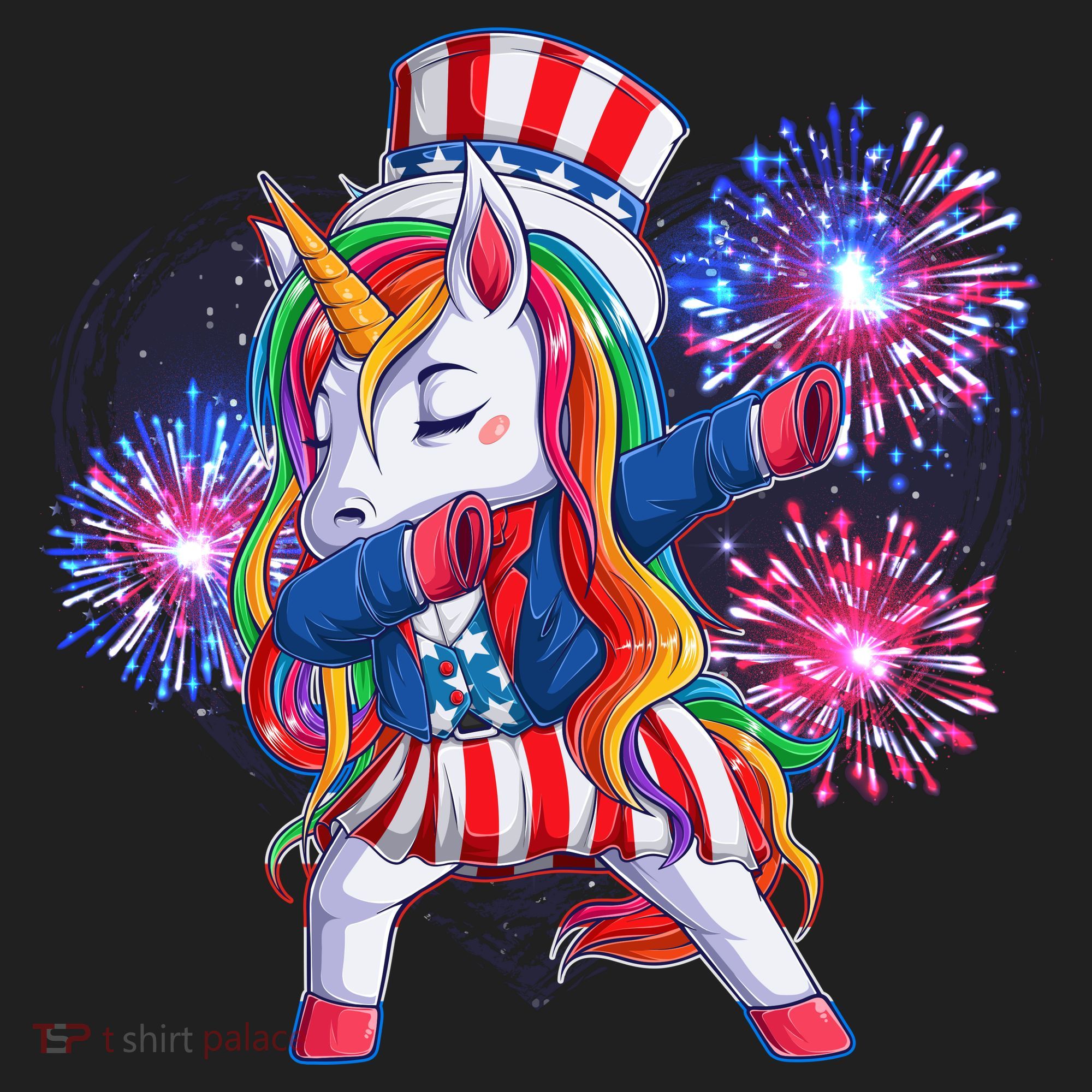 Funny Fourth Of July Fireworks Dabbing Unicorn Women's Sweatshirt