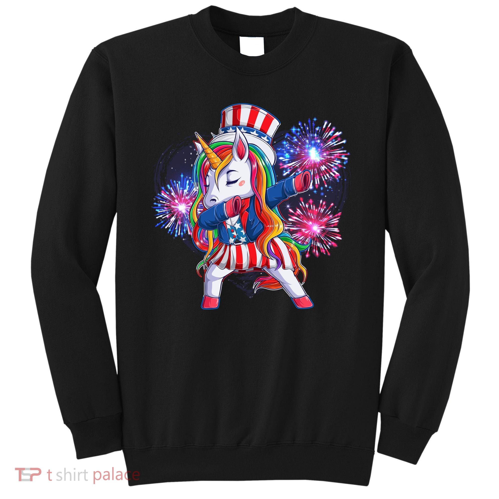 Funny Fourth Of July Fireworks Dabbing Unicorn Sweatshirt