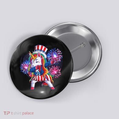 Funny Fourth Of July Fireworks Dabbing Unicorn Button