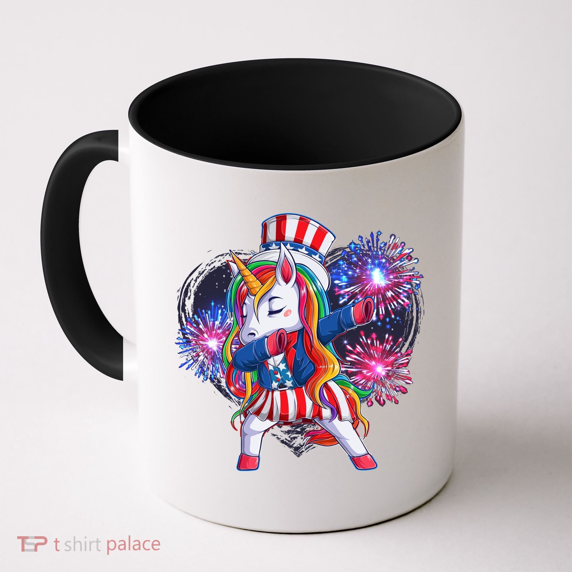 Funny Fourth Of July Fireworks Dabbing Unicorn Coffee Mug