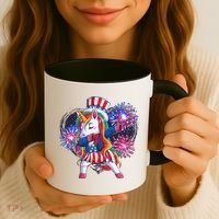 Funny Fourth Of July Fireworks Dabbing Unicorn Coffee Mug thumb 3