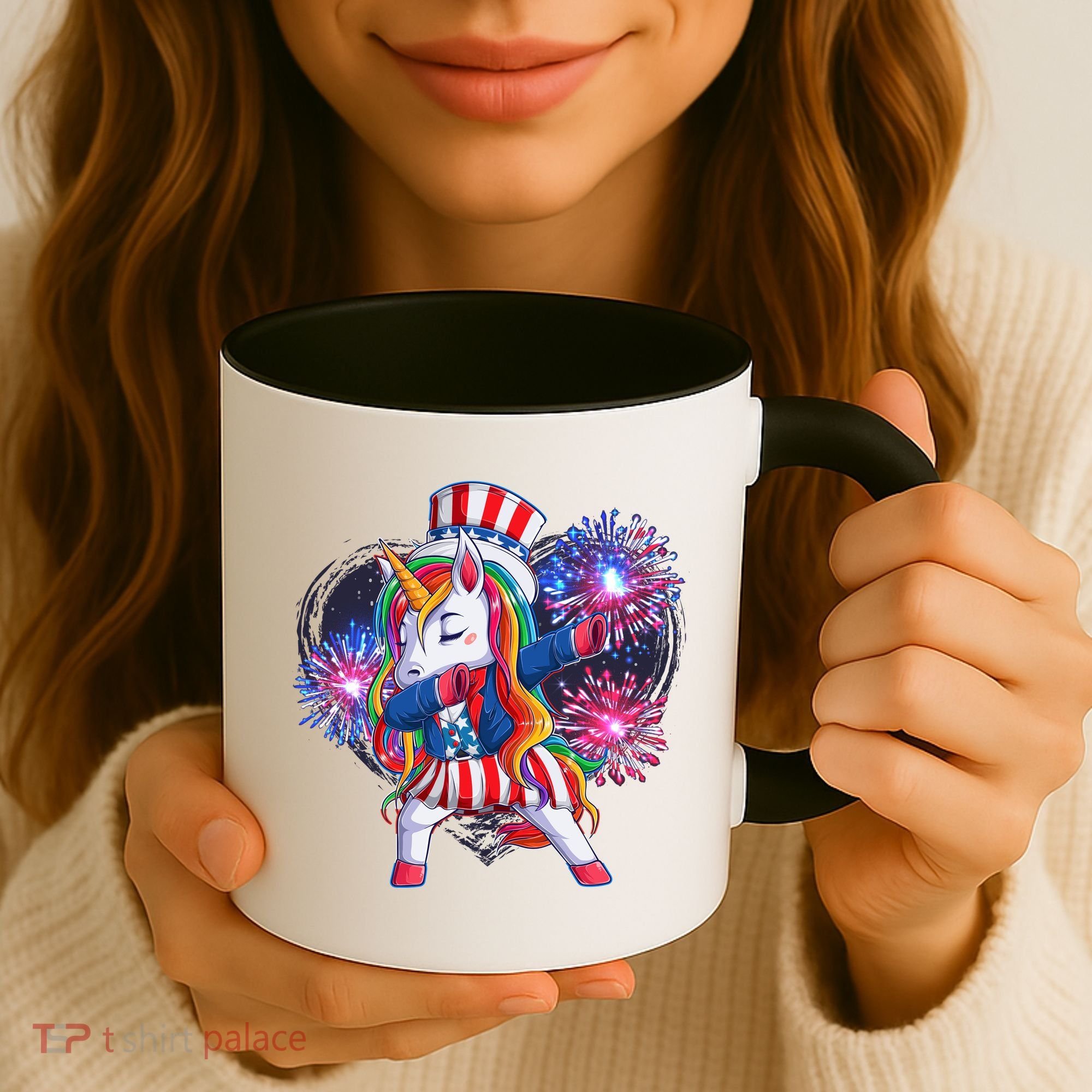Funny Fourth Of July Fireworks Dabbing Unicorn Coffee Mug