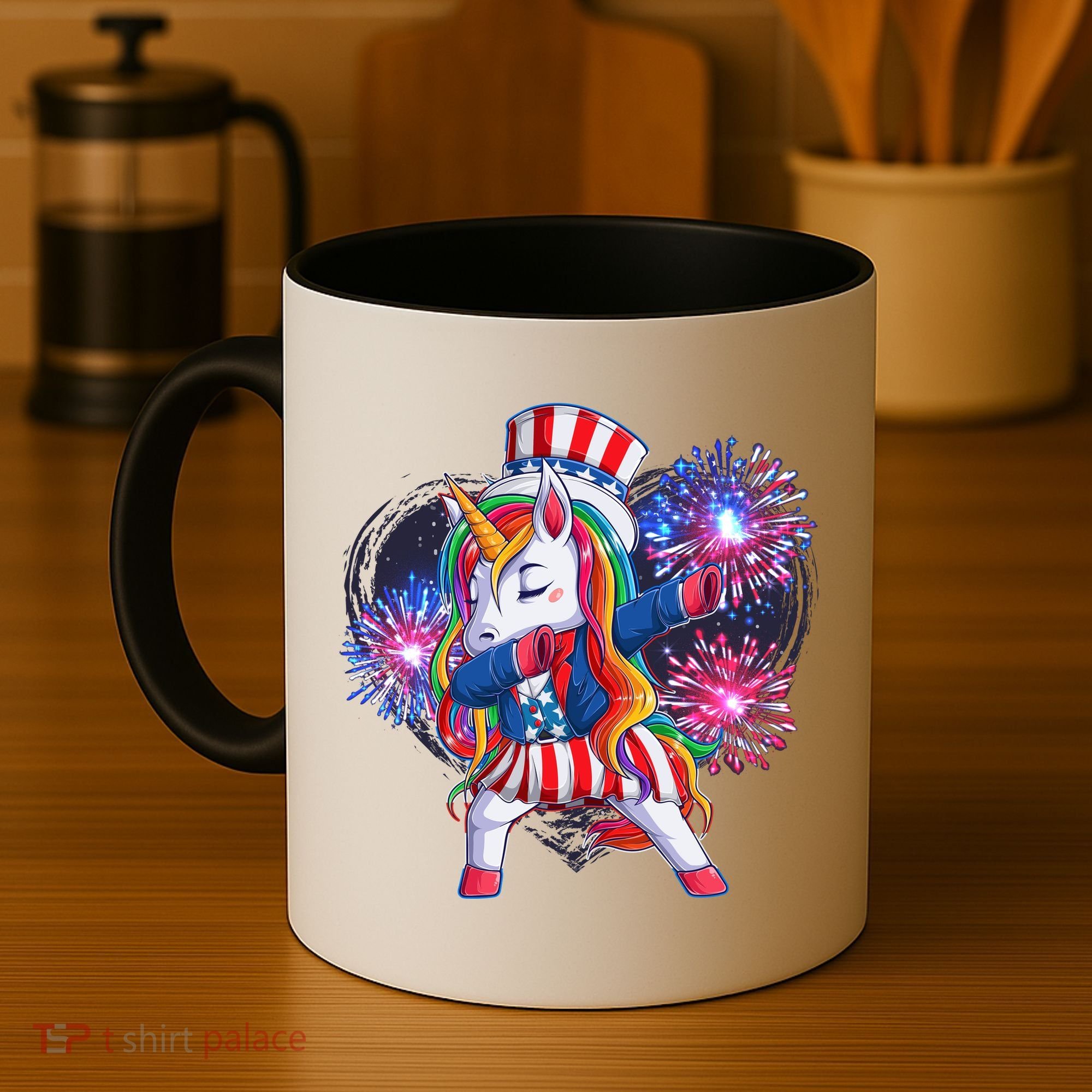 Funny Fourth Of July Fireworks Dabbing Unicorn Coffee Mug
