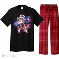 Funny Fourth Of July Fireworks Dabbing Unicorn Pajama Set thumb 0