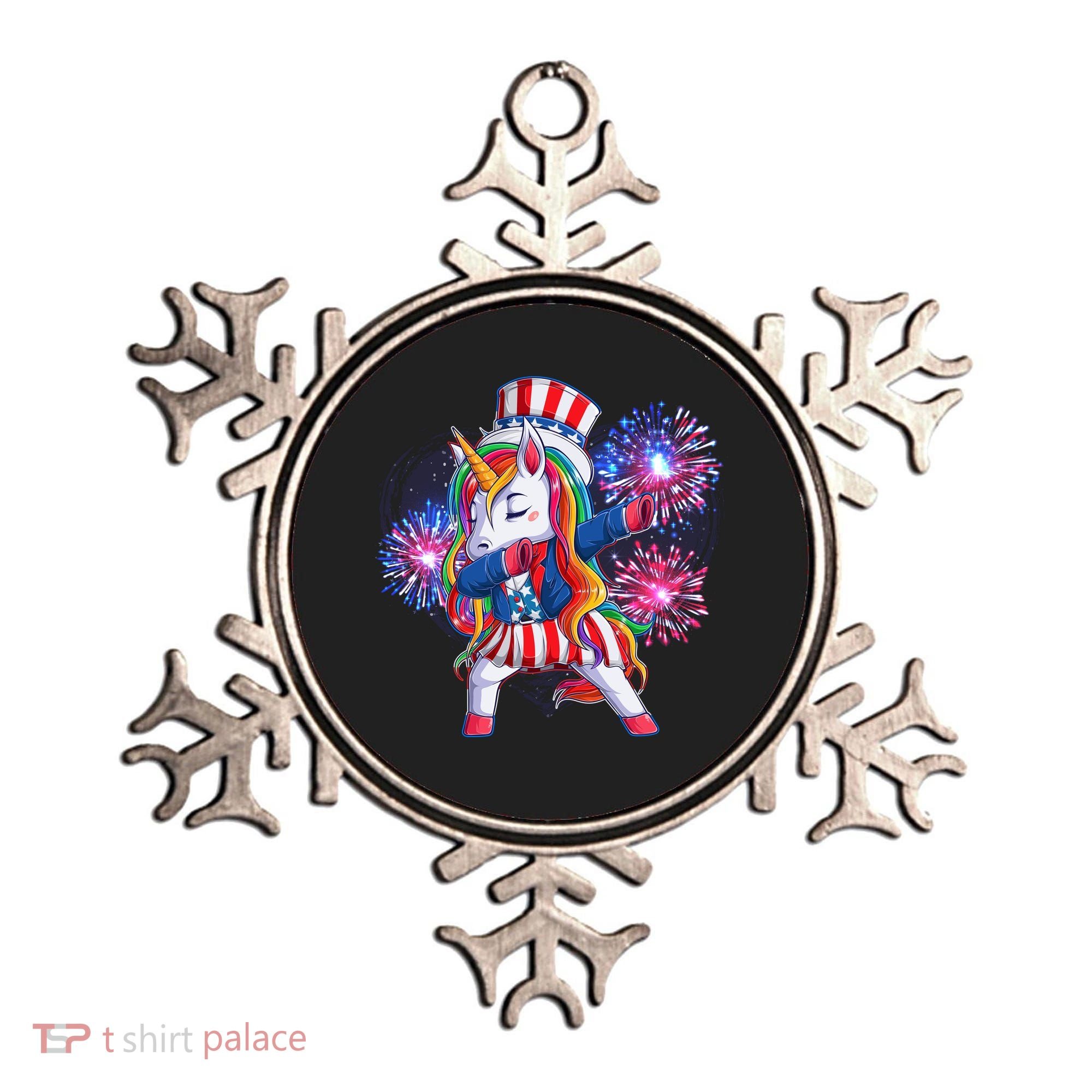 Funny Fourth Of July Fireworks Dabbing Unicorn Ornament