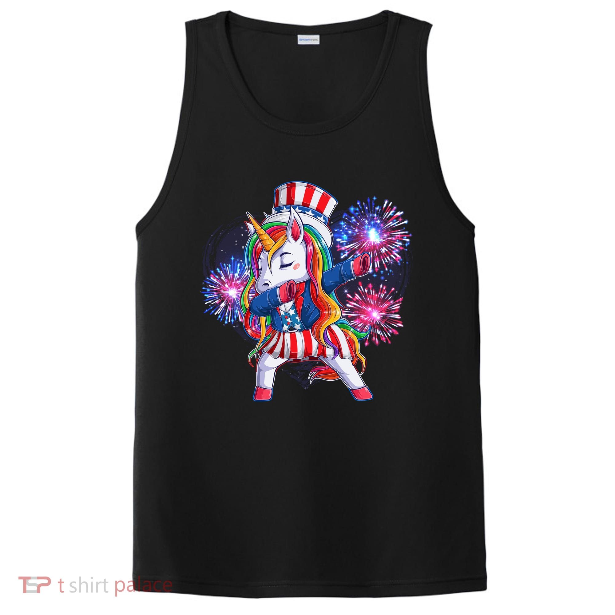 Funny Fourth Of July Fireworks Dabbing Unicorn PosiCharge Competitor Tank