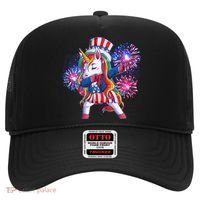 Funny Fourth Of July Fireworks Dabbing Unicorn Hat thumb 0