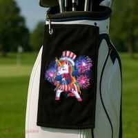 Funny Fourth Of July Fireworks Dabbing Unicorn Golf Towel thumb 2