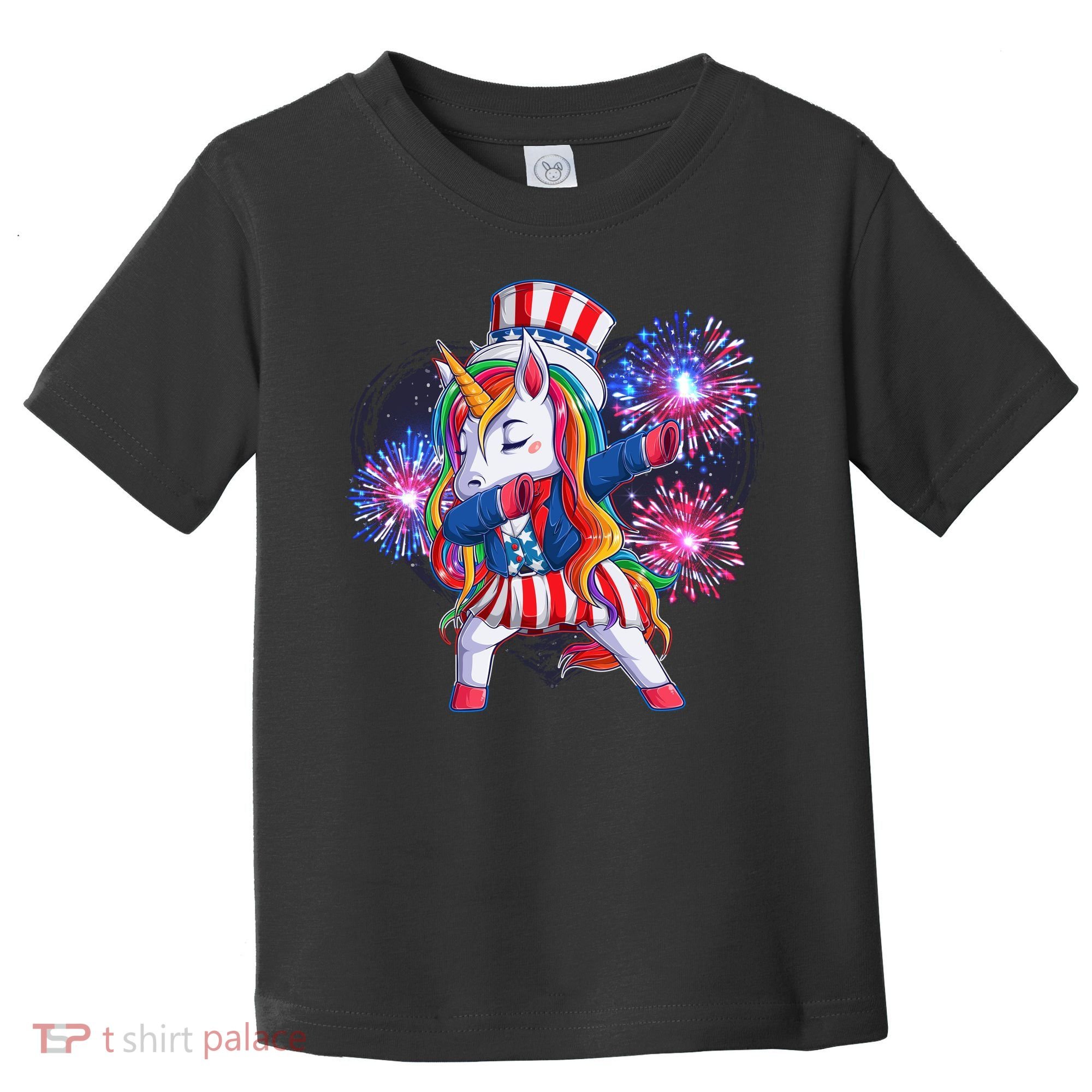Funny Fourth Of July Fireworks Dabbing Unicorn Toddler T-Shirt