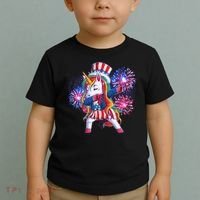 Funny Fourth Of July Fireworks Dabbing Unicorn Toddler T-Shirt thumb 2