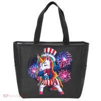 Funny Fourth Of July Fireworks Dabbing Unicorn Tote Bag thumb 0
