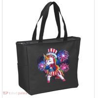 Funny Fourth Of July Fireworks Dabbing Unicorn Tote Bag thumb 2