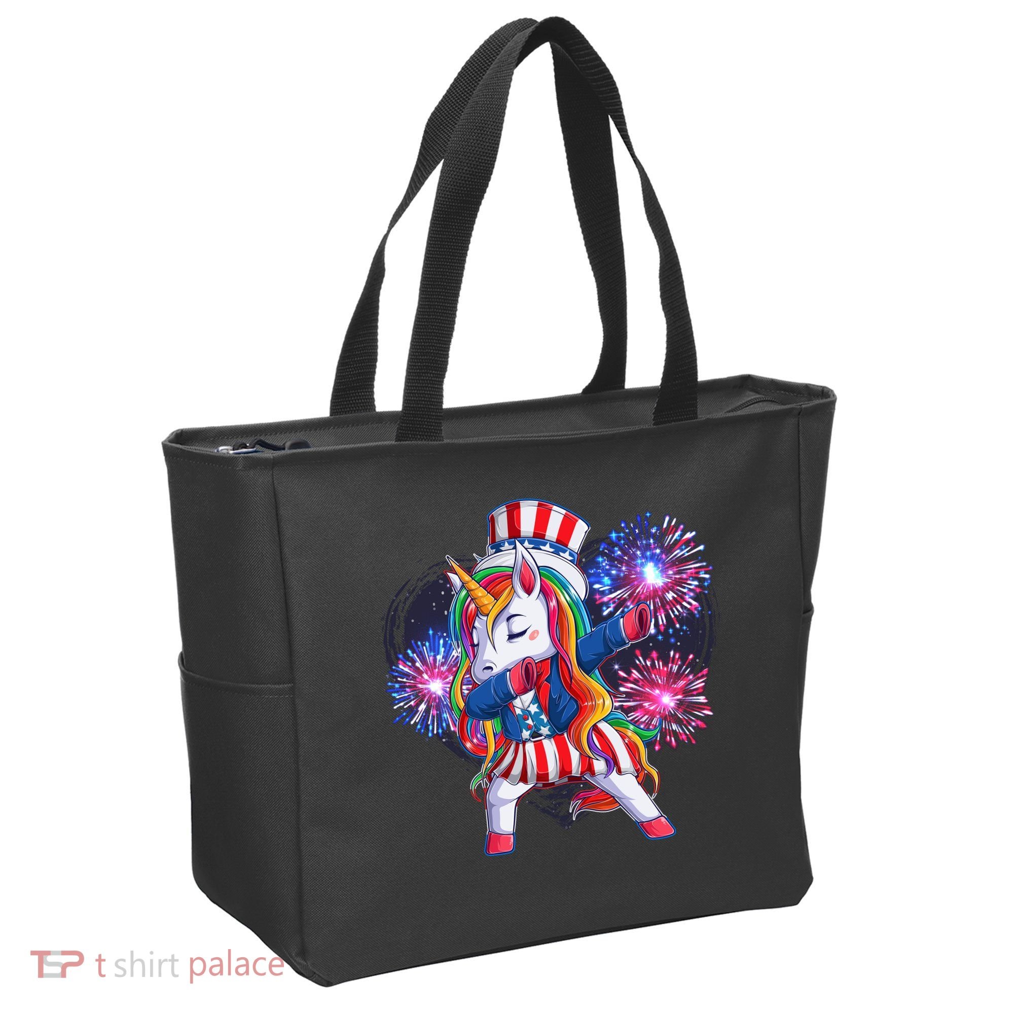 Funny Fourth Of July Fireworks Dabbing Unicorn Tote Bag