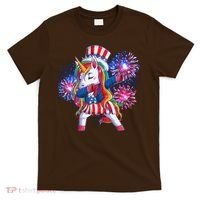 Funny Fourth Of July Fireworks Dabbing Unicorn T-Shirt thumb 0