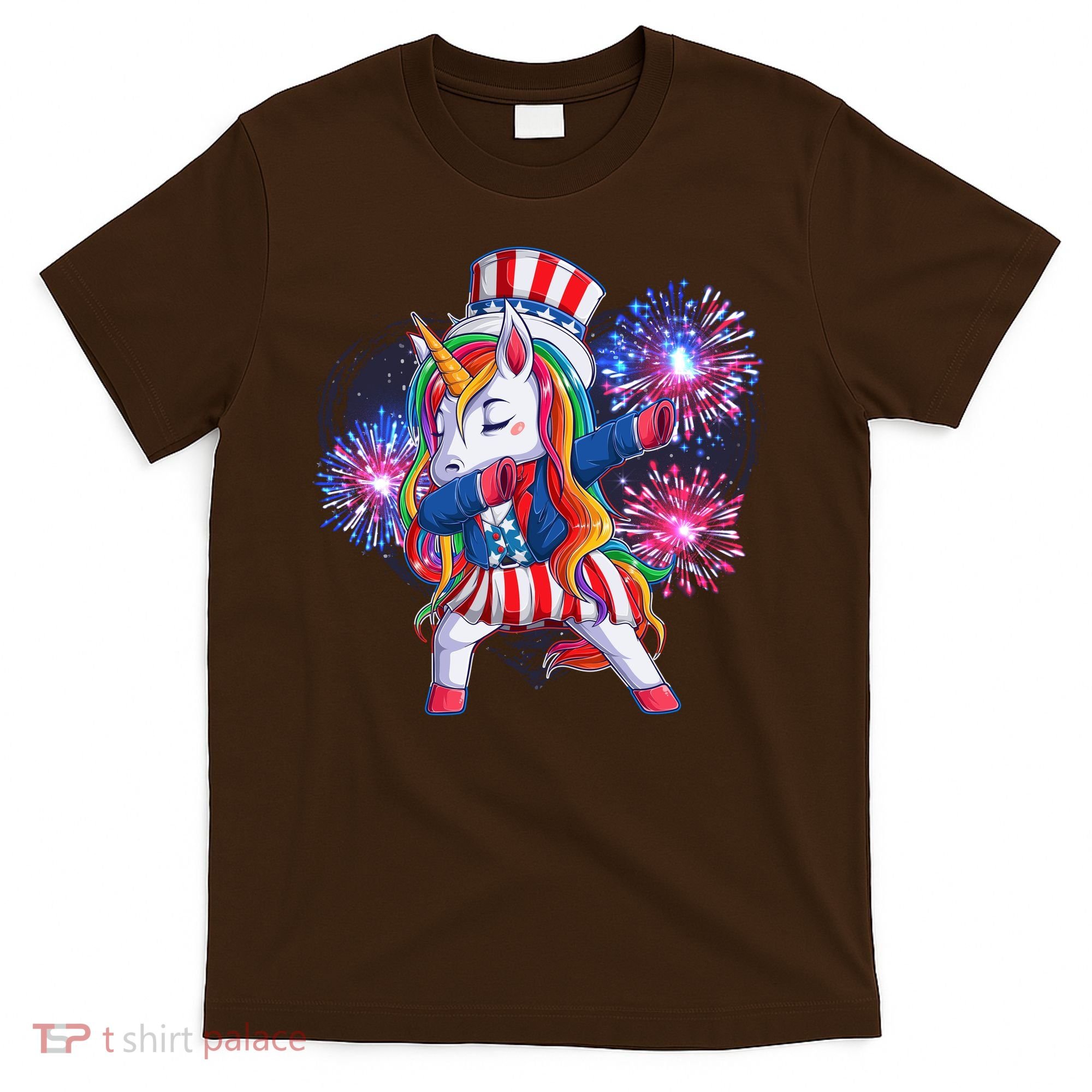 Funny Fourth Of July Fireworks Dabbing Unicorn T-Shirt