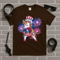 Funny Fourth Of July Fireworks Dabbing Unicorn T-Shirt thumb 5