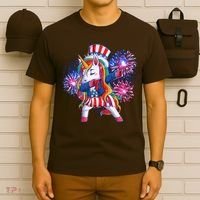 Funny Fourth Of July Fireworks Dabbing Unicorn T-Shirt thumb 6