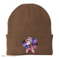 Funny Fourth Of July Fireworks Dabbing Unicorn Beanie thumb 0