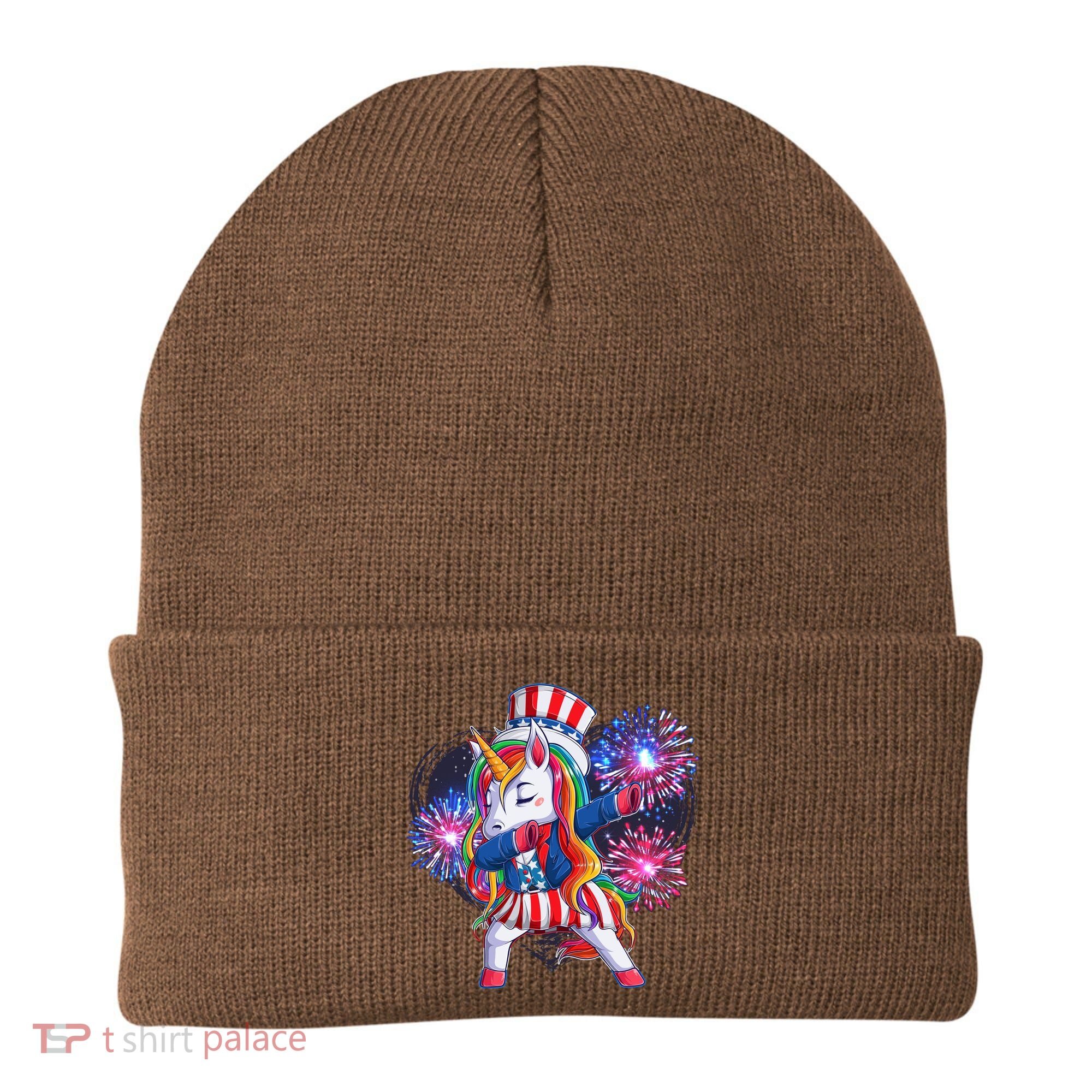 Funny Fourth Of July Fireworks Dabbing Unicorn Beanie
