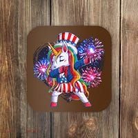 Funny Fourth Of July Fireworks Dabbing Unicorn Coaster thumb 0