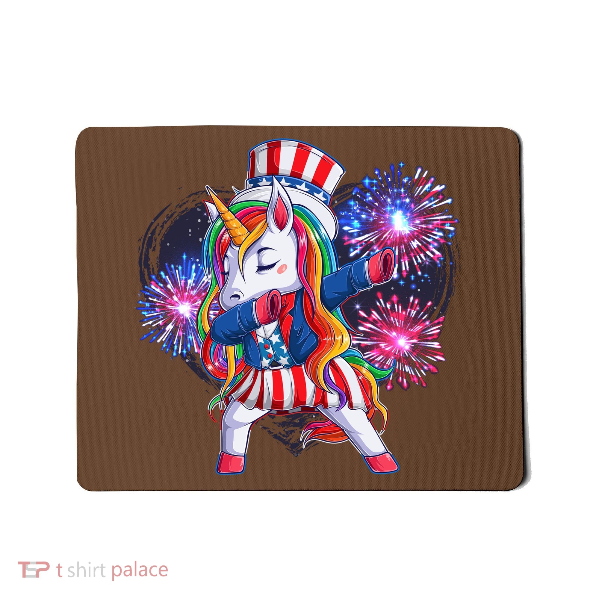 Funny Fourth Of July Fireworks Dabbing Unicorn Mousepad