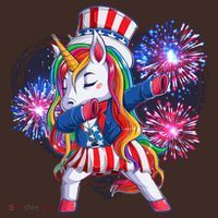 Funny Fourth Of July Fireworks Dabbing Unicorn Baby Bodysuit thumb 2