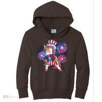 Funny Fourth Of July Fireworks Dabbing Unicorn Kids Hoodie thumb 0