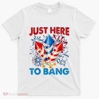 Funny Fourth Of July 4th Of July Just Here To Bang Fireworks T-Shirt thumb 0