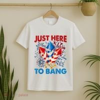 Funny Fourth Of July 4th Of July Just Here To Bang Fireworks T-Shirt thumb 2