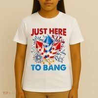 Funny Fourth Of July 4th Of July Just Here To Bang Fireworks T-Shirt thumb 4