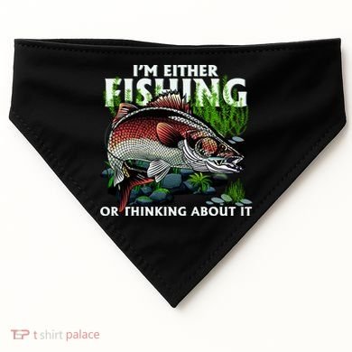Funny Fishing Or Thinking About It USA-Made Doggie Bandana