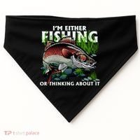 Funny Fishing Or Thinking About It USA-Made Doggie Bandana thumb 0