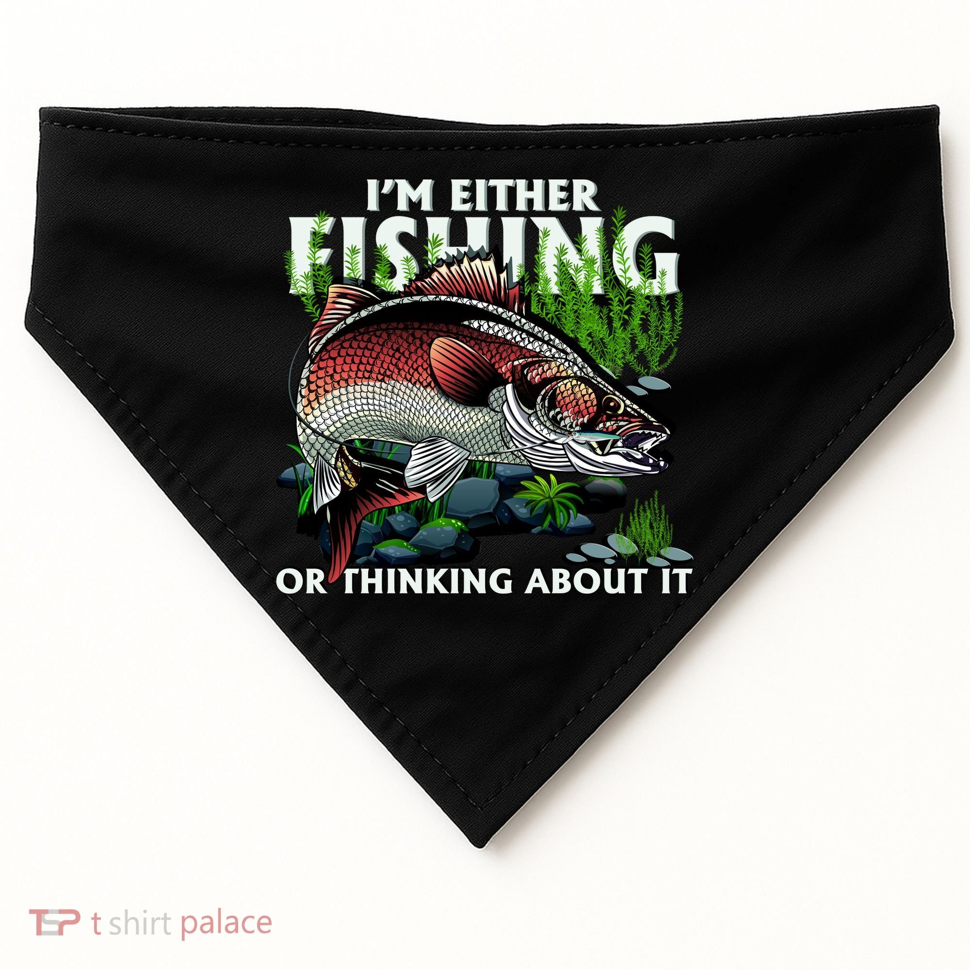 Funny Fishing Or Thinking About It USA-Made Doggie Bandana
