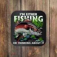 Funny Fishing Or Thinking About It Coaster thumb 0