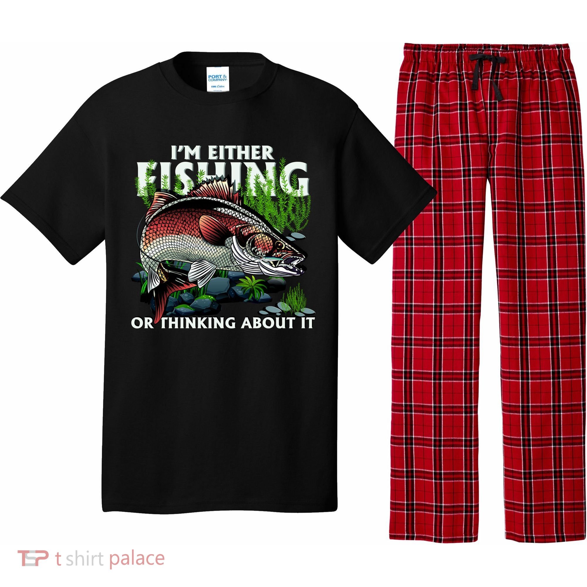 Funny Fishing Or Thinking About It Pajama Set
