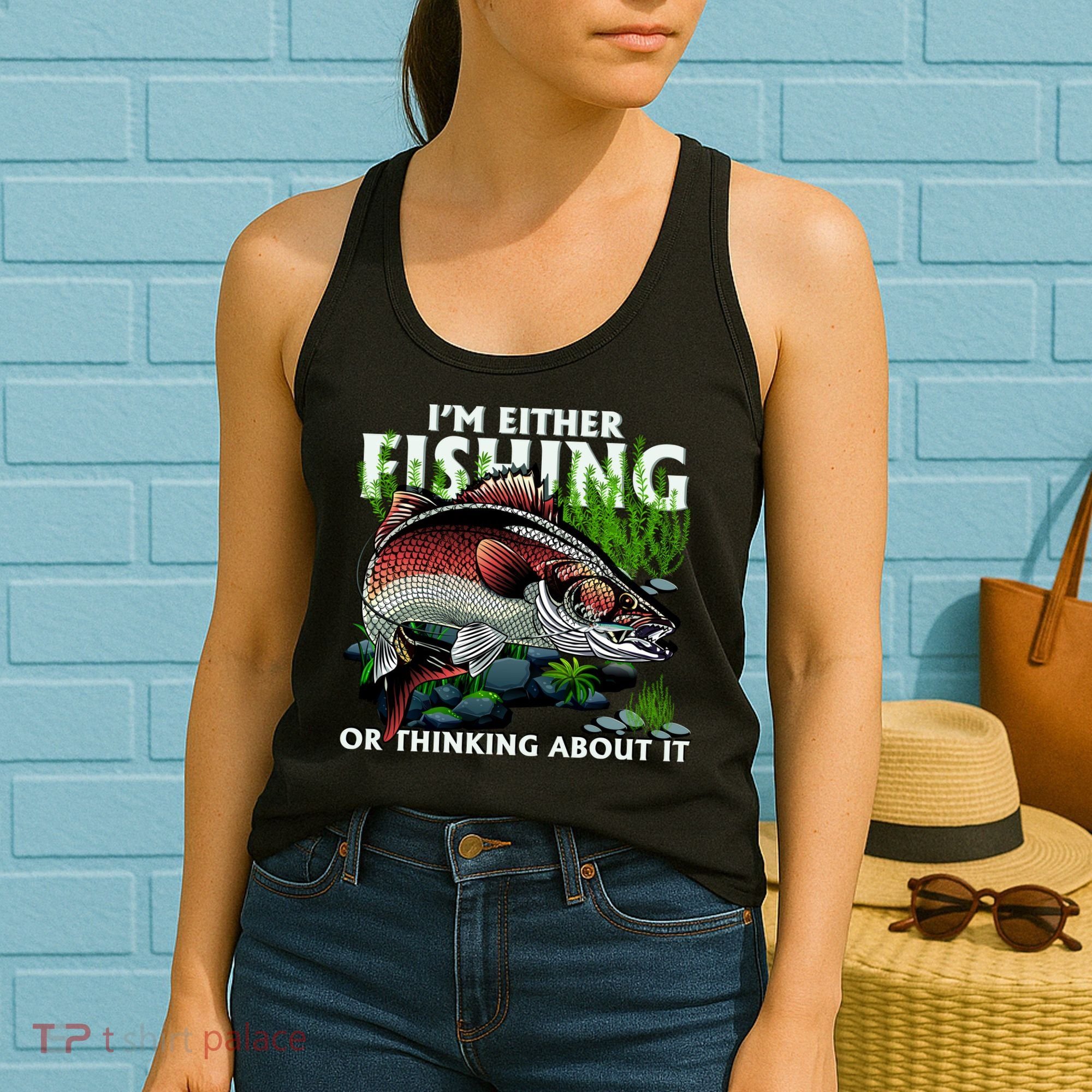 Funny Fishing Or Thinking About It Women's Tank Top