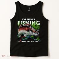 Funny Fishing Or Thinking About It Tank Top thumb 2