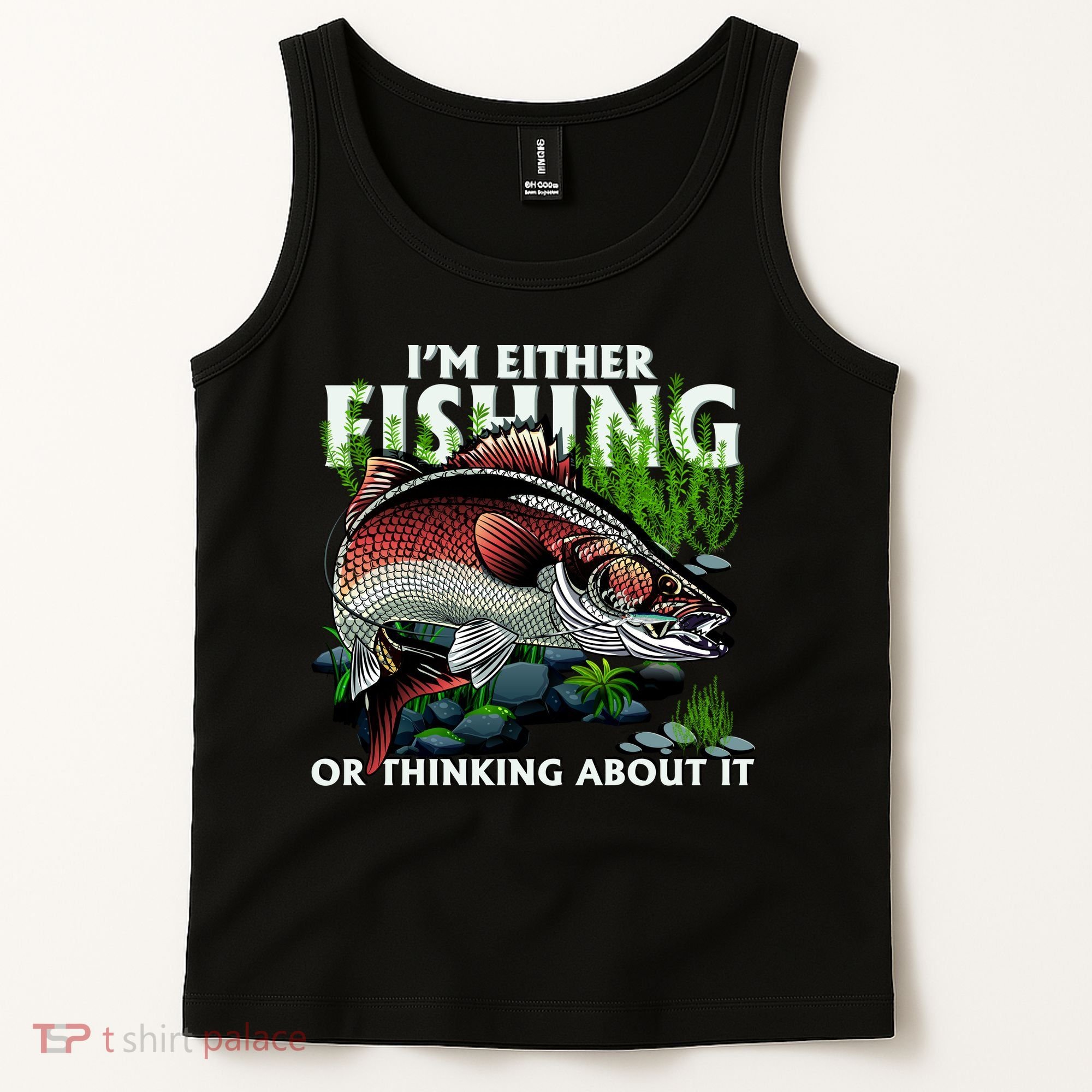 Funny Fishing Or Thinking About It Tank Top