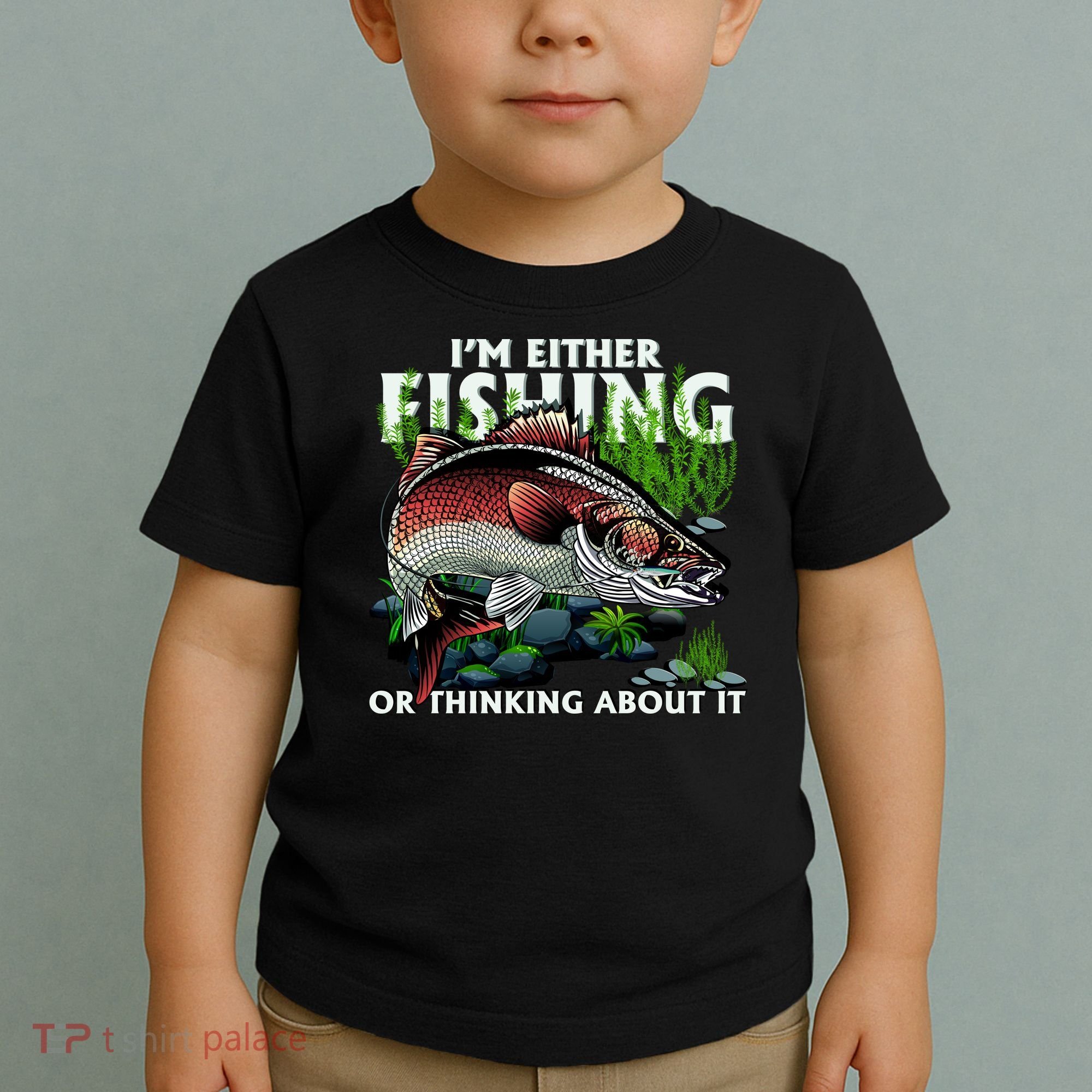 Funny Fishing Or Thinking About It Toddler T-Shirt